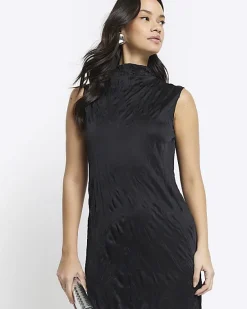River Island crinkle high neck bodycon midi dress< Dresses