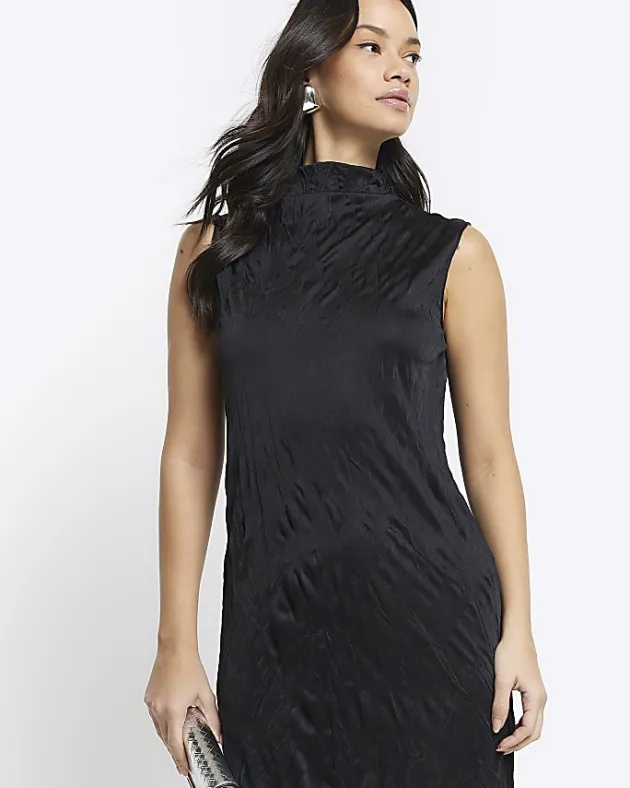 River Island crinkle high neck bodycon midi dress< Dresses