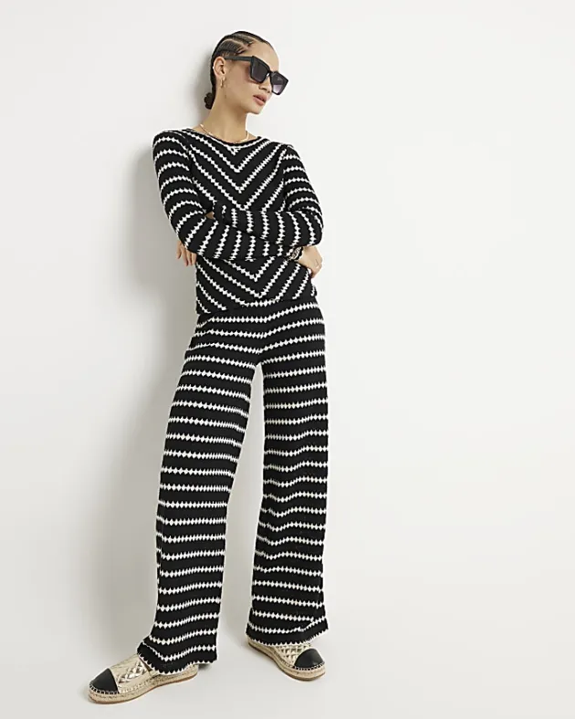River Island crochet stripe long sleeve top< Co-ord Sets