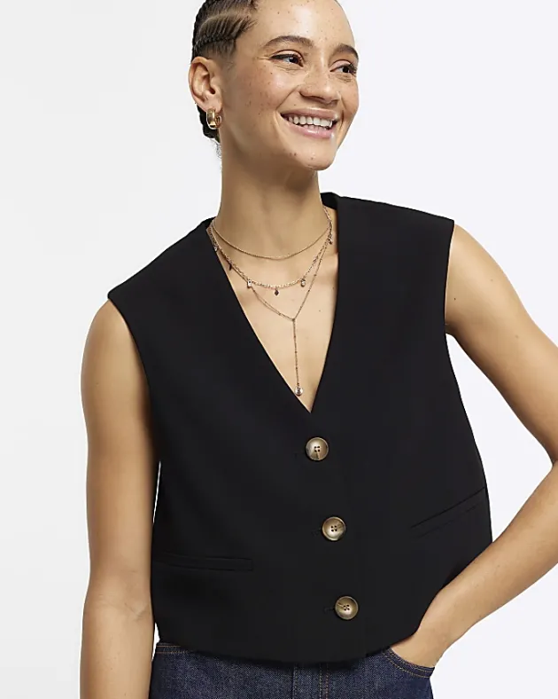 River Island Cropped Waistcoat< Suits & Tailoring