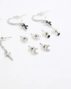 River Island cross stud and hoop earrings multipack< Jewellery