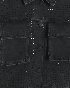 River Island diamante crop denim jacket< Coats & Jackets
