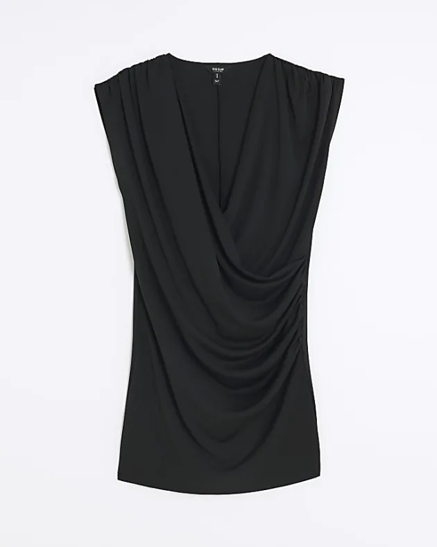 River Island drape detail wrap mini dress< Dresses