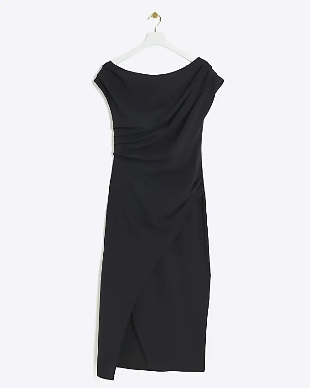 River Island drape off shoulder bodycon midi dress< Dresses