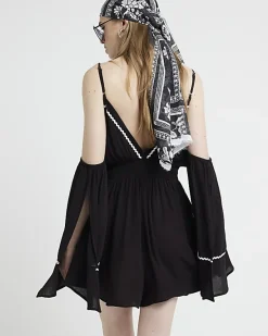 River Island embroidered cold shoulder playsuit< Jumpsuits & Playsuits
