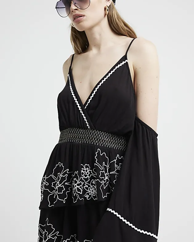 River Island embroidered cold shoulder playsuit< Jumpsuits & Playsuits