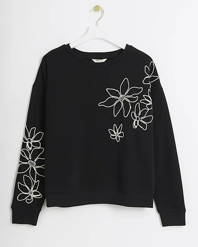 River Island embroidered floral sweatshirt< Loungewear