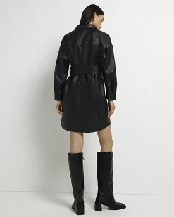 River Island faux leather mini shirt dress< Dresses