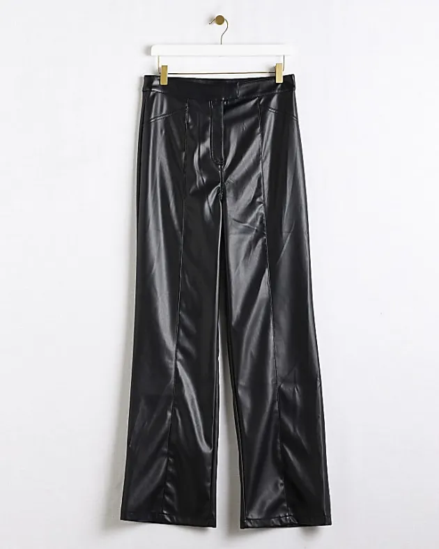 River Island faux leather straight leg trousers< Trousers