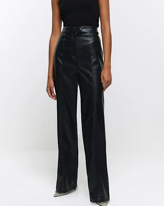River Island faux leather straight leg trousers< Trousers