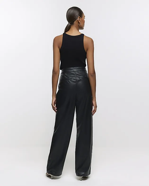 River Island faux leather straight leg trousers< Trousers