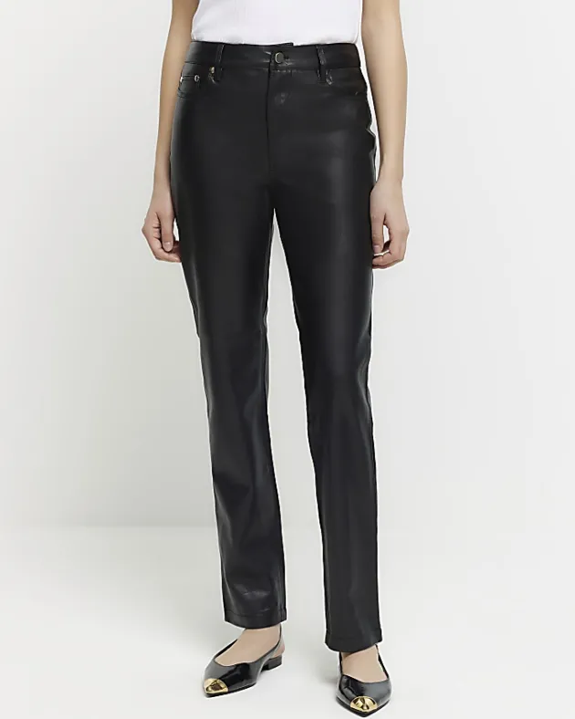 River Island faux leather straight trousers< Trousers