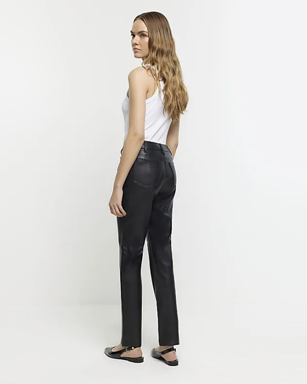 River Island faux leather straight trousers< Trousers