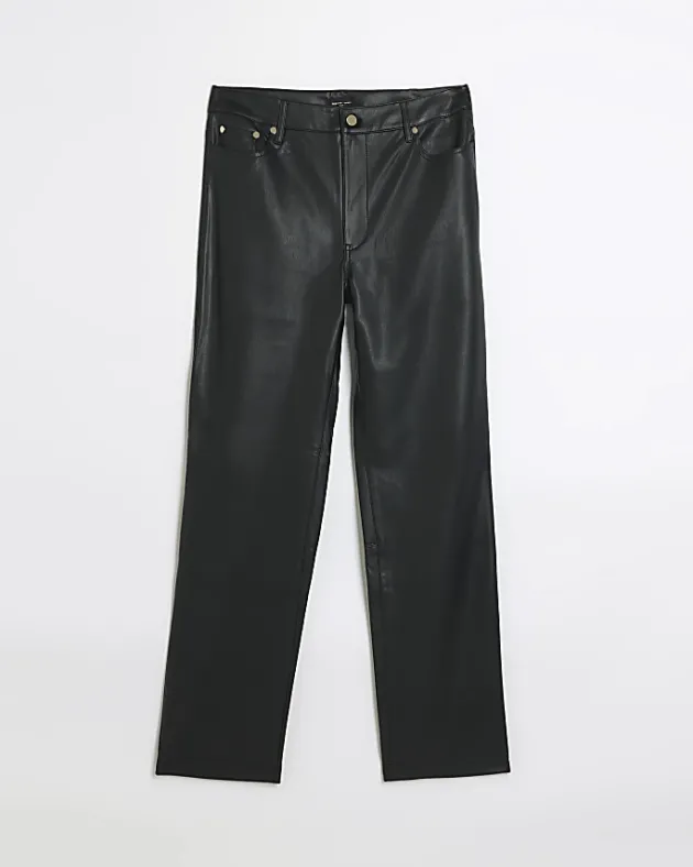 River Island faux leather straight trousers< Trousers