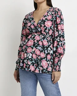 River Island floral maternity wrap top< Maternity