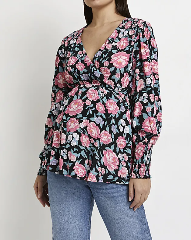 River Island floral maternity wrap top< Maternity