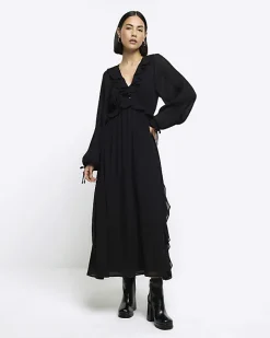 River Island frill plisse sleeve swing midi dress< Dresses
