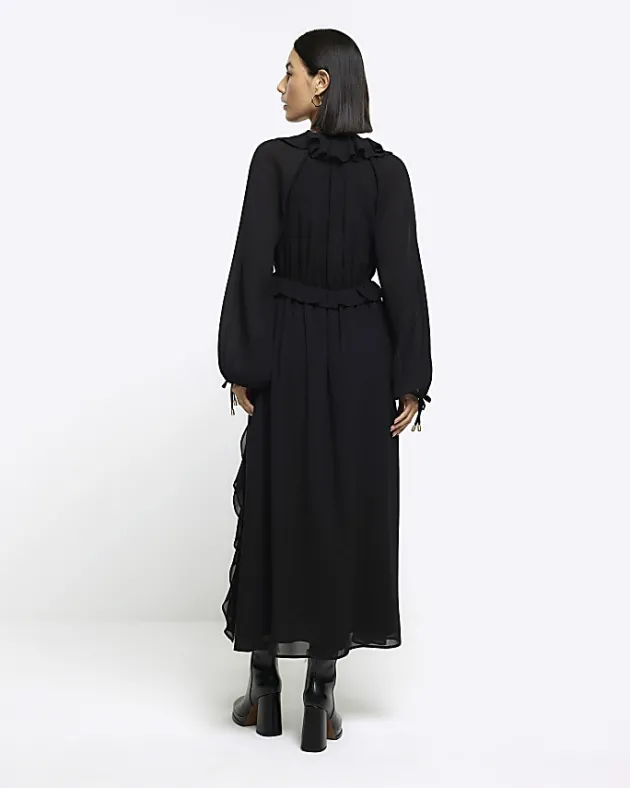 River Island frill plisse sleeve swing midi dress< Dresses