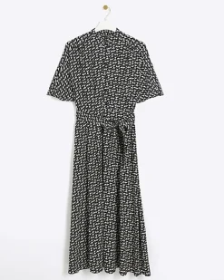 River Island geometric belted midi shirt dress< Dresses
