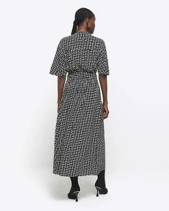 River Island geometric belted midi shirt dress< Dresses
