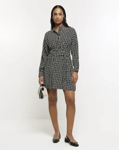 River Island geometric belted mini shirt dress< Dresses