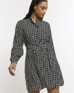River Island geometric belted mini shirt dress< Dresses