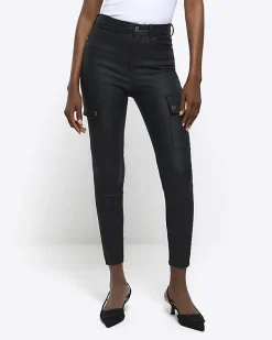 River Island high waisted coated cargo skinny jeans< Jeans