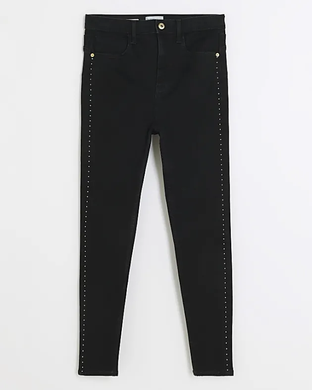 River Island high waisted stud skinny jeans< Jeans