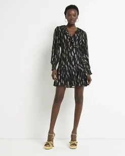 River Island jacquard printed wrap mini dress< Dresses