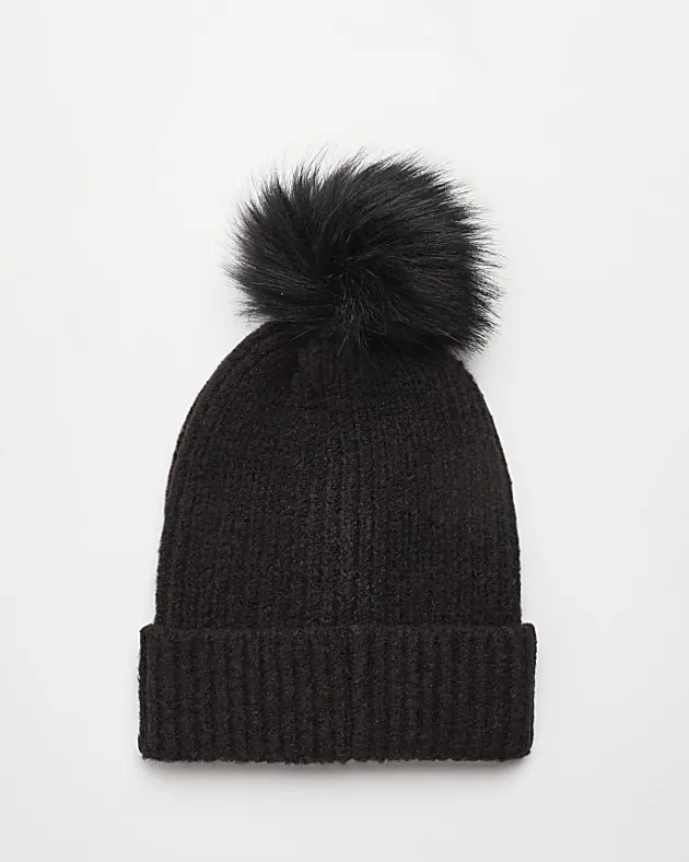River Island knit pom beanie< Accessories