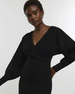 River Island knit wrap jumper midi dress< Dresses