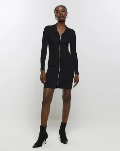 River Island knit zip bodycon mini dress< Dresses