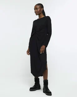 River Island knot long sleeve t-shirt midi dress< Dresses