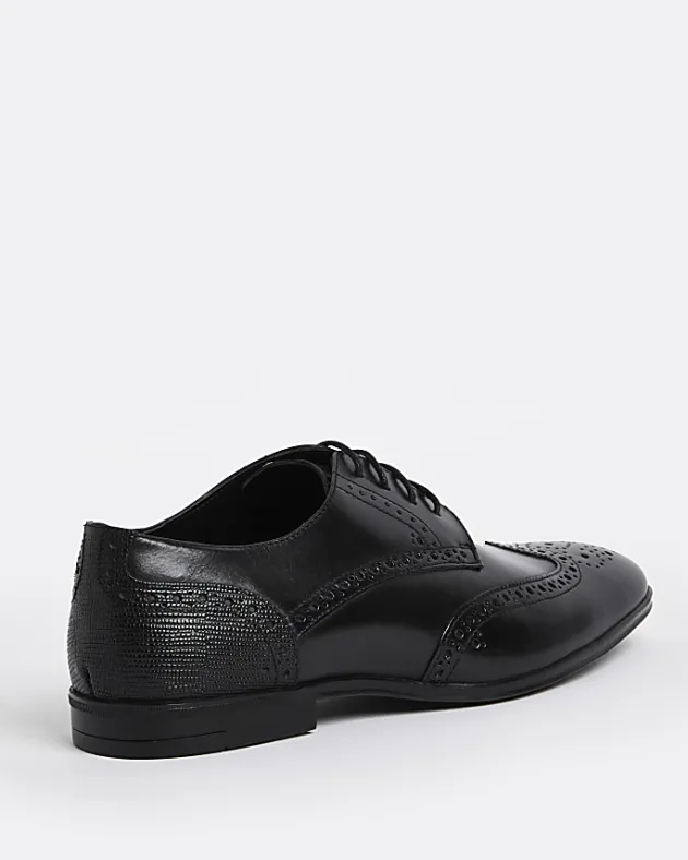 River Island leather lace up brogue derby shoes< Big & Tall