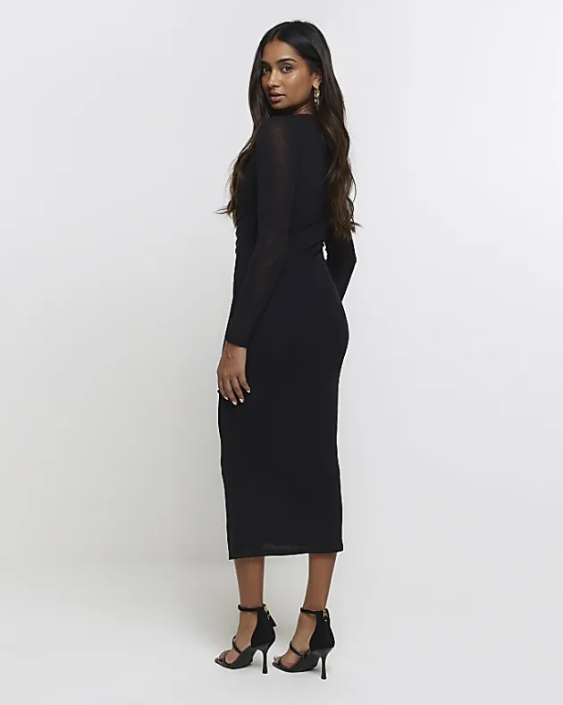 River Island mesh cut out bodycon midi dress< Dresses