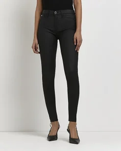 River Island Molly coated mid rise skinny jeans< Jeans