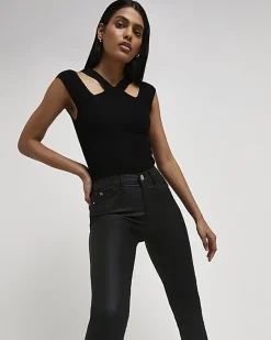 River Island Molly coated mid rise skinny jeans< Jeans