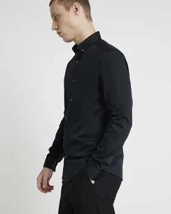 River Island muscle fit long sleeve shirt< Shirts
