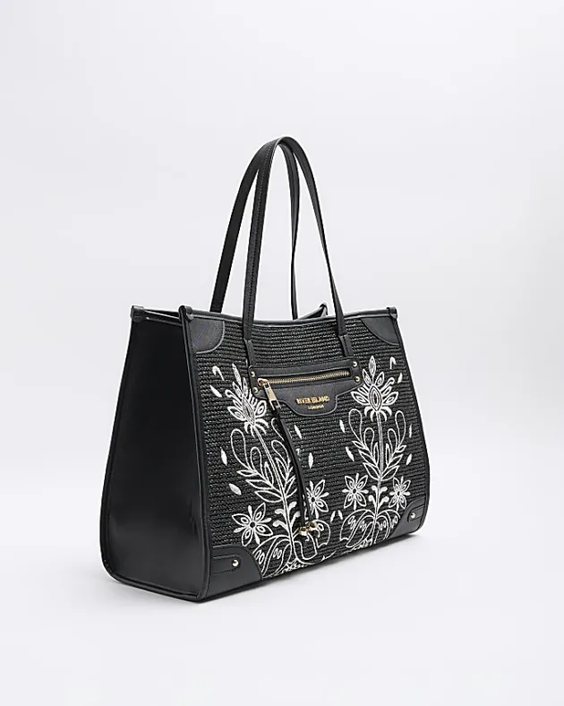 River Island raffia embroidered tote bag< Bags, Purses & Luggage