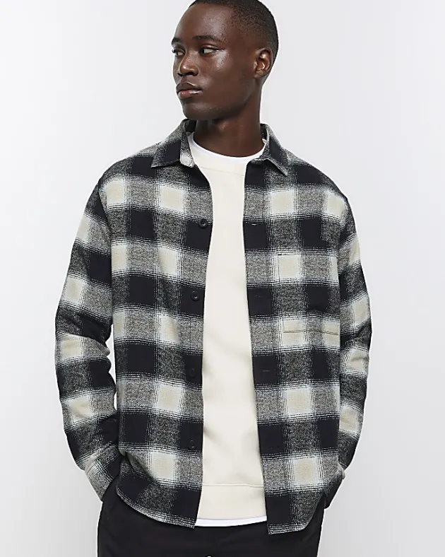 River Island regular fit check long sleeve shirt< Shirts