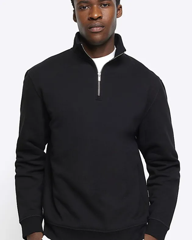 River Island regular fit half zip sweatshirt< Hoodies & Sweatshirts