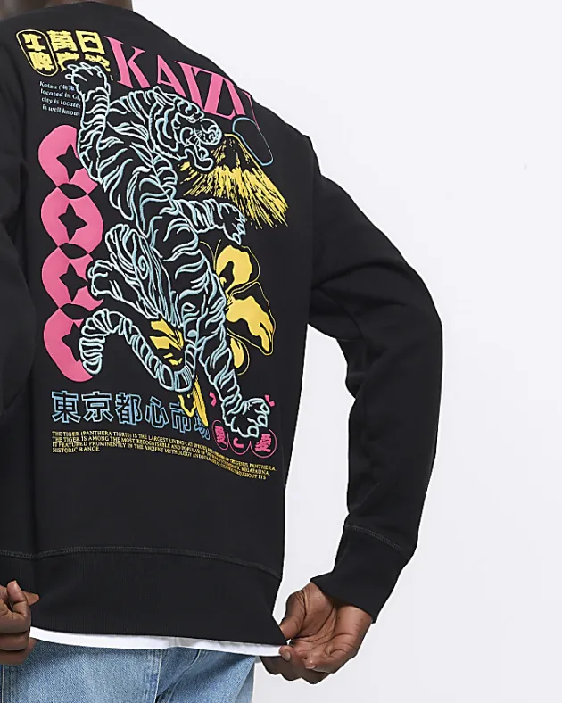 River Island regular fit Japanese tiger sweatshirt< Hoodies & Sweatshirts