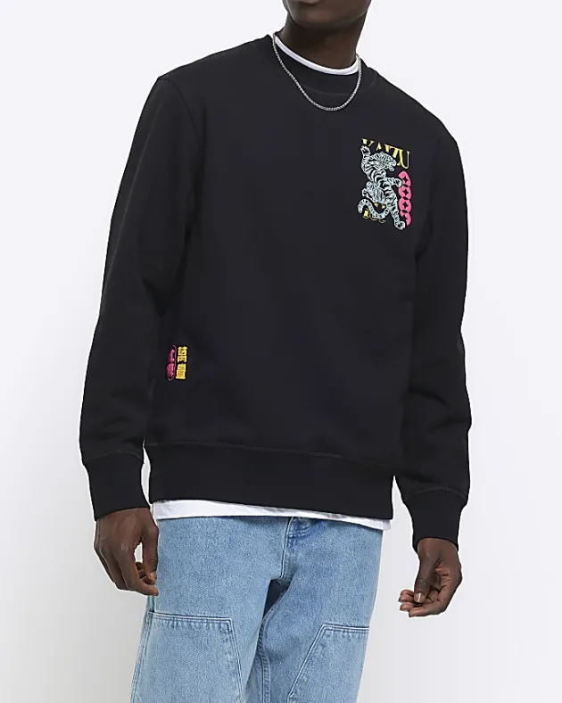 River Island regular fit Japanese tiger sweatshirt< Hoodies & Sweatshirts
