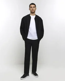 River Island regular fit plisse zip bomber jacket< Matching Sets