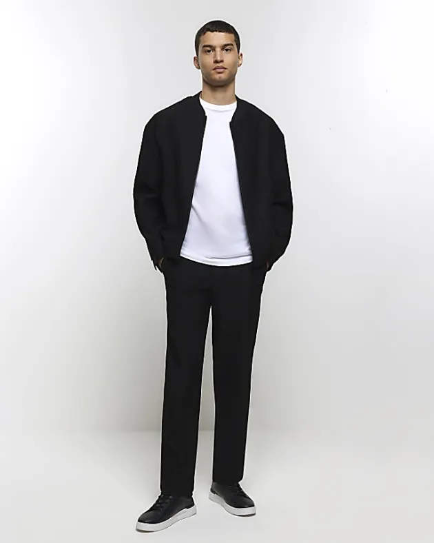 River Island regular fit plisse zip bomber jacket< Matching Sets