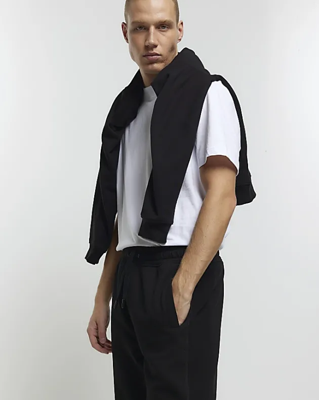 River Island regular fit rib panel joggers< Joggers