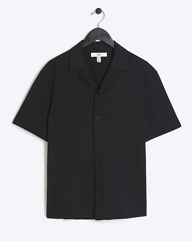 River Island Regular Fit Seersucker Revere Shirt< Shirts