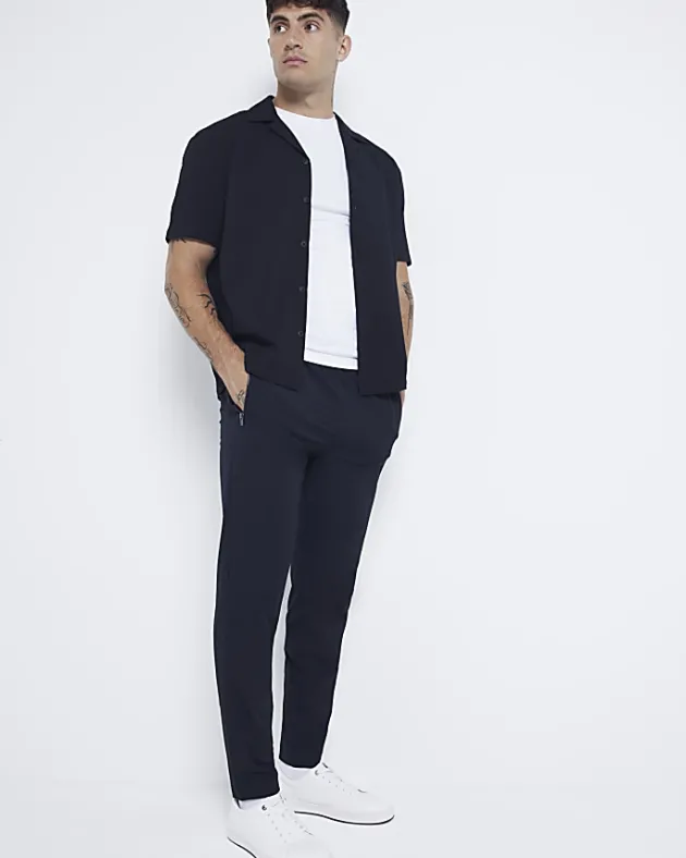 River Island Regular Fit Seersucker Revere Shirt< Shirts