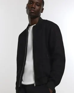 River Island regular fit suedette bomber jacket< Big & Tall