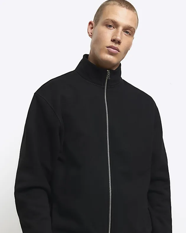 River Island regular fit zip up funnel sweatshirt< Hoodies & Sweatshirts